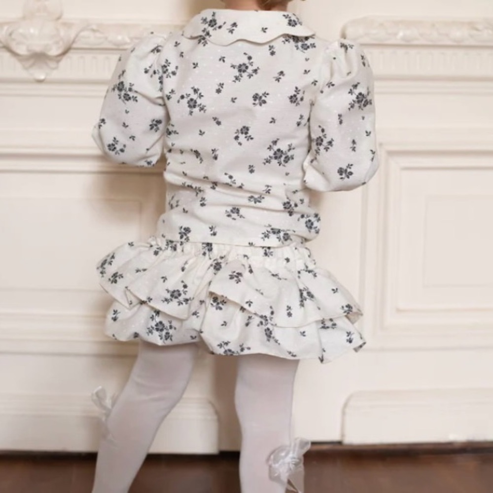 Floral White and Black Ruffles bloomer